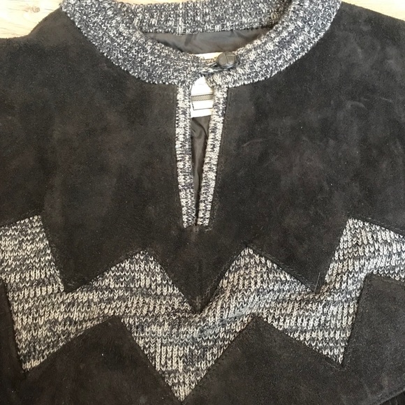 Vtg Pioneer wear sweater suede fringe leather country weatern - Picture 6 of 8